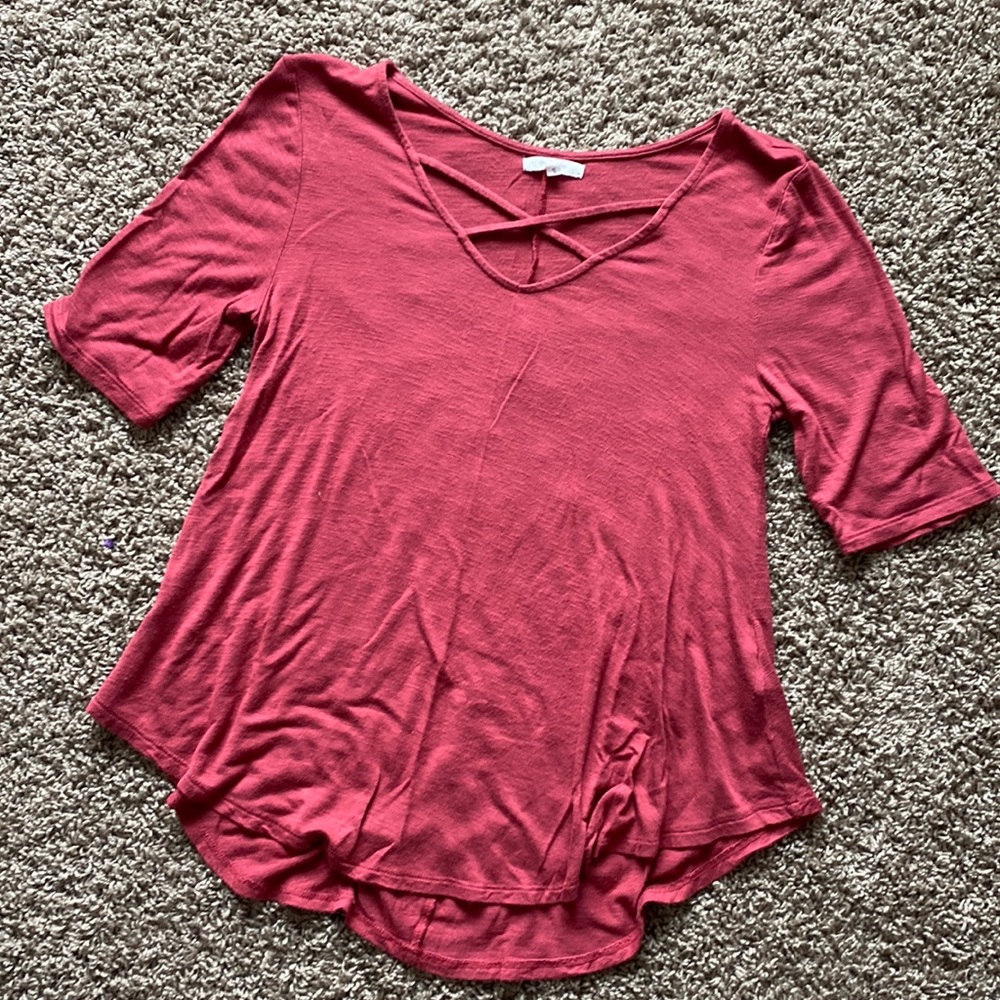Short Sleeve Strappy Neck Top